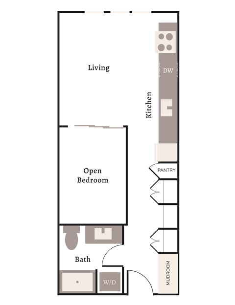 a floor plan of a 1 bedroom apartment